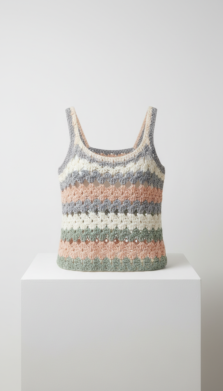 Cotton Crop Top with Open Stitch
